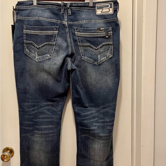 Blue Straight Leg Jeans with Fading Effect - Picture 8 of 10